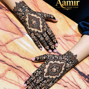 Royal Lotus Medallion Engagement Mehndi Design