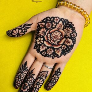 Floral Rose Mandala Tikki Party Mehndi Design