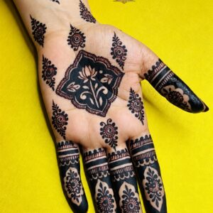 Geometric Lotus Tikki Palm Party Mehndi Design