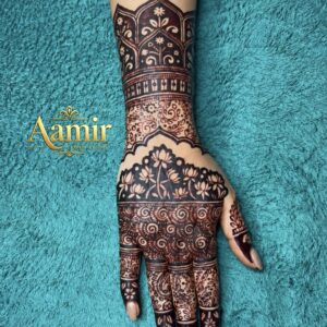 Mughal Arch Lotus Back Hand Party Mehndi Design