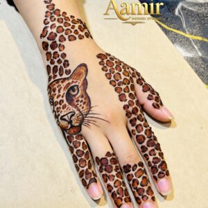 Leopard Portrait Animal Print Party Mehndi Design